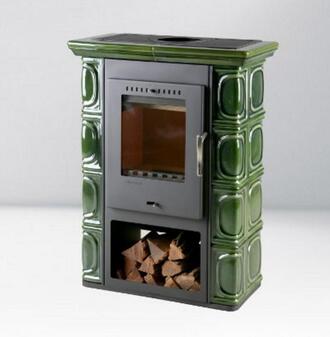 Kachle krbové BORGHOLM Exclusive čierne/keram. oliva zelené