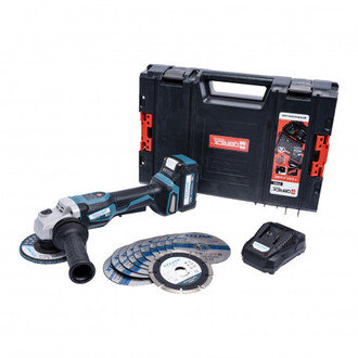 Aku Uhlová brúska  bezuhlíková s reguláciou125mm 18V + 5Ah batéria + 3.5A nabíjačka + box